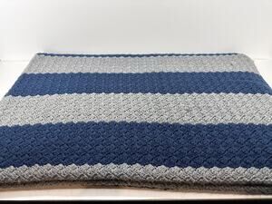 Handmade Crochet Blanket - Heavy Weight - Blue & Silver